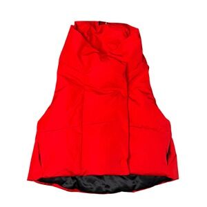 Pretty Rugged Puffer Vest Women M/L Red Excellent‎ Quilted Wrap Front High Neck